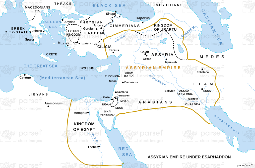 Assyrian Empire Under Esarhaddon Map bible map