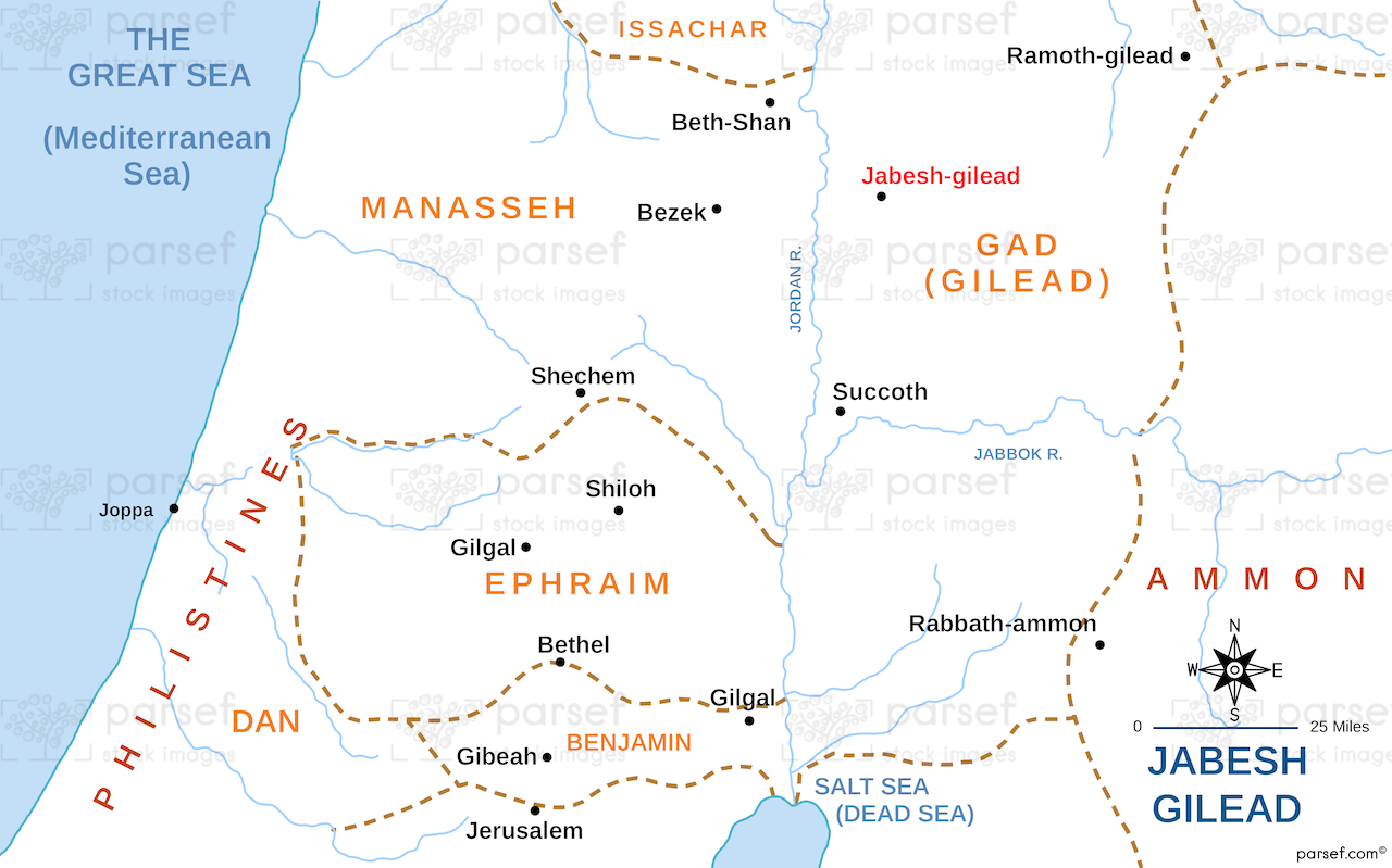 Jabesh Gilead Map bible map